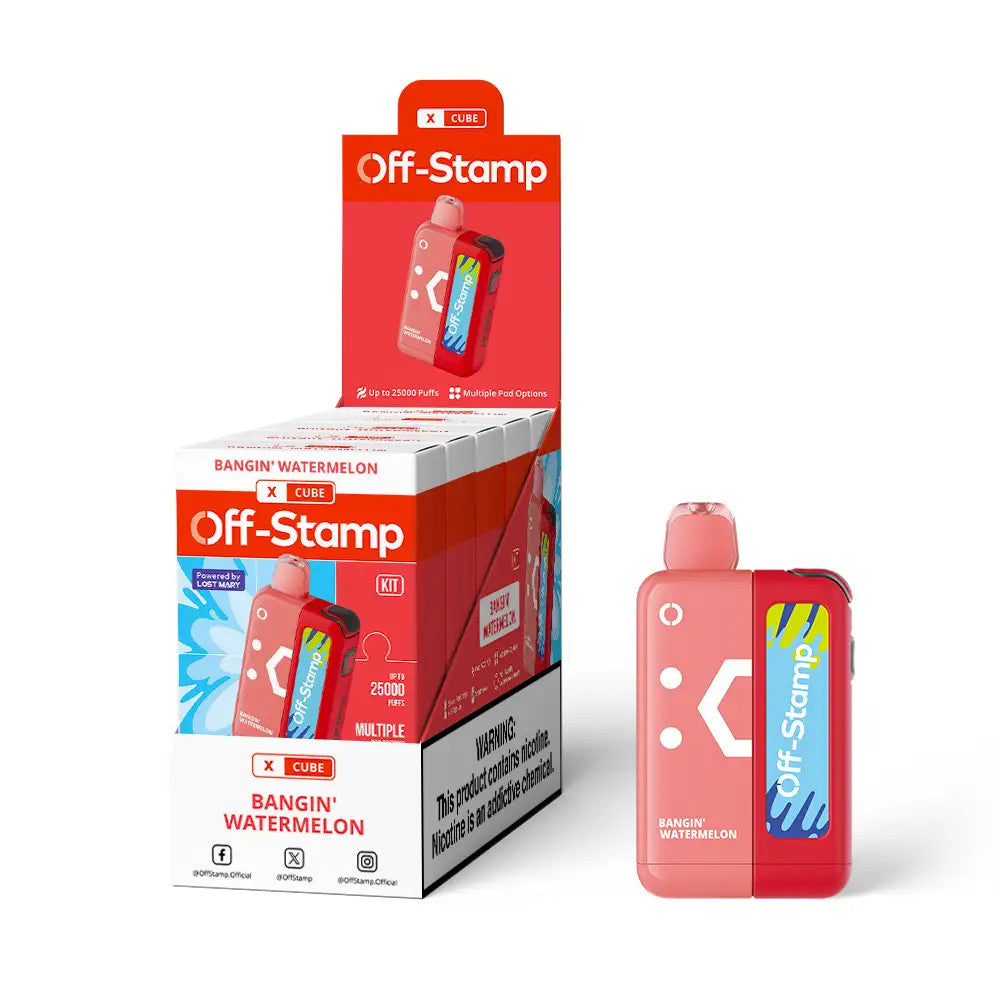 OFF STAMP X-CUBE 25000 PUFFS 5% NIC 18ML DISPOSABLE KIT 5CT DISPLAY