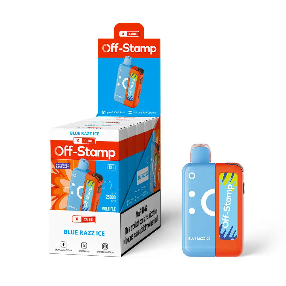 OFF STAMP X-CUBE 25000 PUFFS 5% NIC 18ML DISPOSABLE KIT 5CT DISPLAY