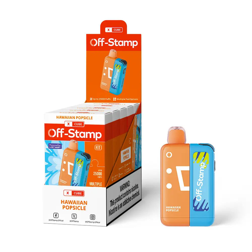 OFF STAMP X-CUBE 25000 PUFFS 5% NIC 18ML DISPOSABLE KIT 5CT DISPLAY