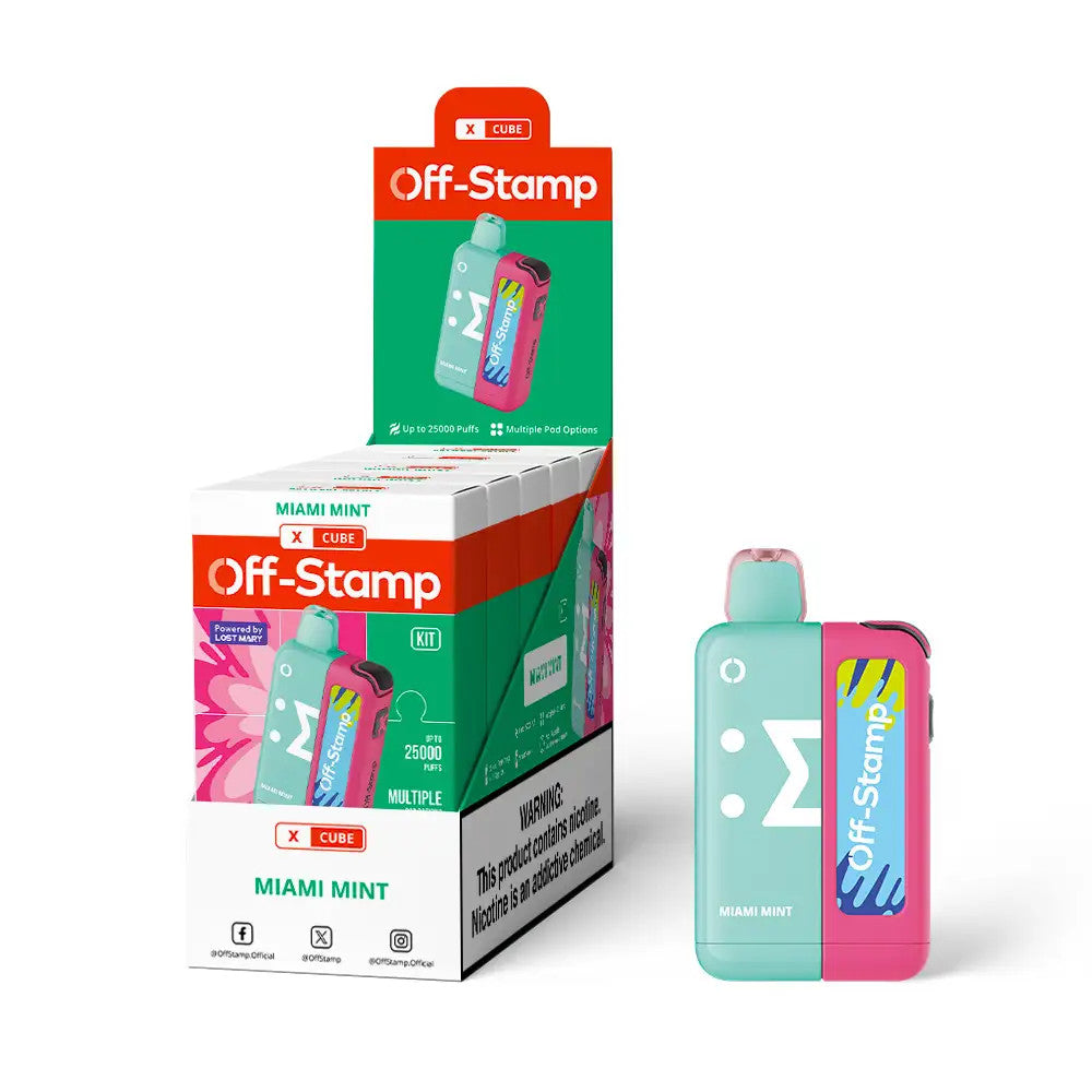 OFF STAMP X-CUBE 25000 PUFFS 5% NIC 18ML DISPOSABLE KIT 5CT DISPLAY