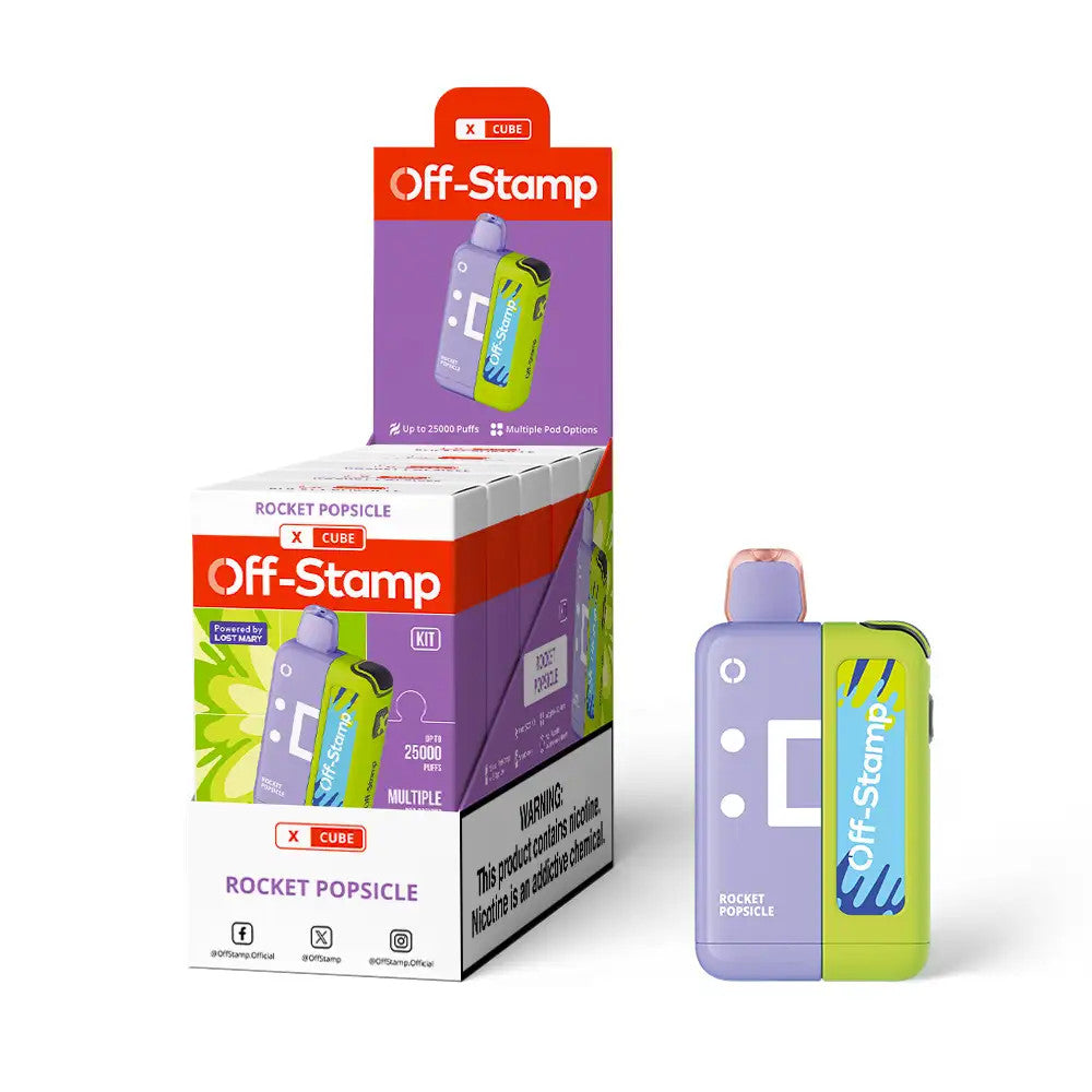 OFF STAMP X-CUBE 25000 PUFFS 5% NIC 18ML DISPOSABLE KIT 5CT DISPLAY