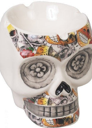 Floral Eyes Skull Shape Ceramic Ashtray - SBCDISTRO