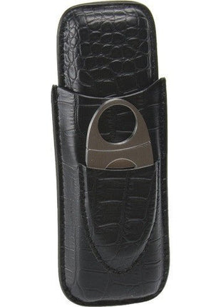 Fujima Leather Black Cigar Case & Cutter - SBCDISTRO