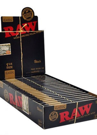 Raw Black Natural Unrefined 1 1/4 Rolling Paper- 24ct - SBCDISTRO