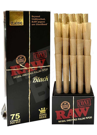 Raw Black Organic Cone 75ct - SBCDISTRO