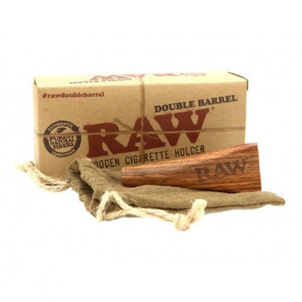 Raw Double Barrel Cigarette Holder Wooden 1 1/4 - SBCDISTRO