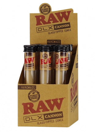 Raw King Size Dlx Glass Tipped Canon 12ct/display - SBCDISTRO