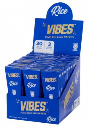 Vibes Fine Rolling Paper Coffin ( Ks ) 30pk - 3cone/dis ) Hemp - Blue - SBCDISTRO