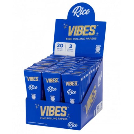 Vibes Fine Rolling Paper Coffin ( Ks ) 30pk - 3cone/dis ) Hemp - Blue - SBCDISTRO