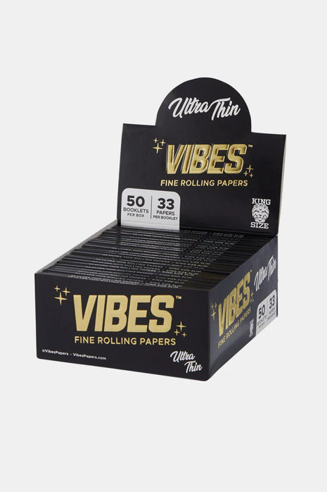 Vibes Fine Rolling Papers 1 ¼ (50 Papers/ 50 Books) Ultra Thin - Black - SBCDISTRO