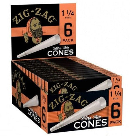 Zig Zag 1 1/4 Ultra Thin 6pk Cones - SBCDISTRO