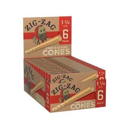 Zig Zag Cone 1 1/4 Unbleached 6 Pack - SBCDISTRO